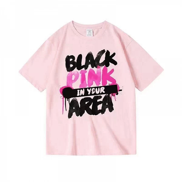 T-Shirt à Manches Courtes pour fille et garçon, 100 Coton, Imprimé Noir, Rose, Kpop, Décontracté, à la Mode, Grande Taille|12,99 €|OKKO MODE