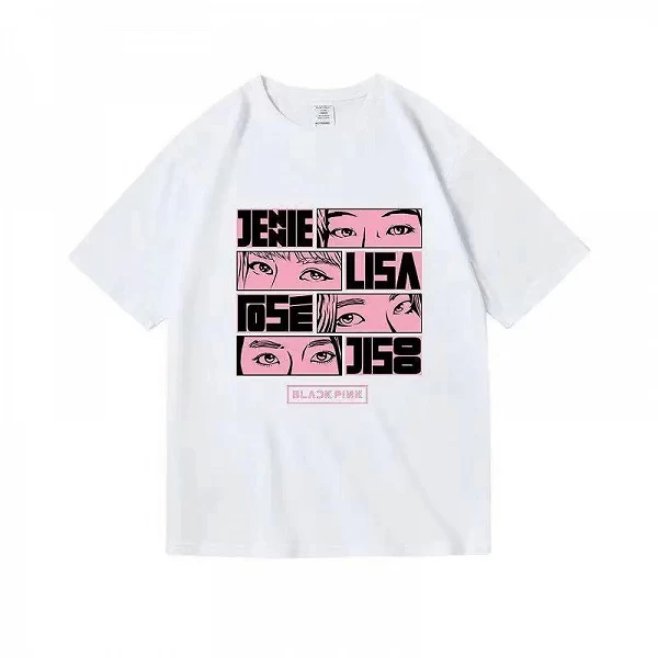 T-Shirt à Manches Courtes pour fille et garçon, 100 Coton, Imprimé Noir, Rose, Kpop, Décontracté, à la Mode, Grande Taille|12,99 €|OKKO MODE