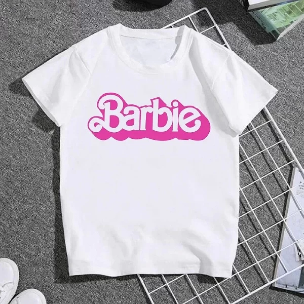 T-Shirt à Manches Courtes pour fille et garçon, en Coton Imprimé, Décontracté, Col Rond, Dessin Animé Barbie|7,92 €|OKKO MODE