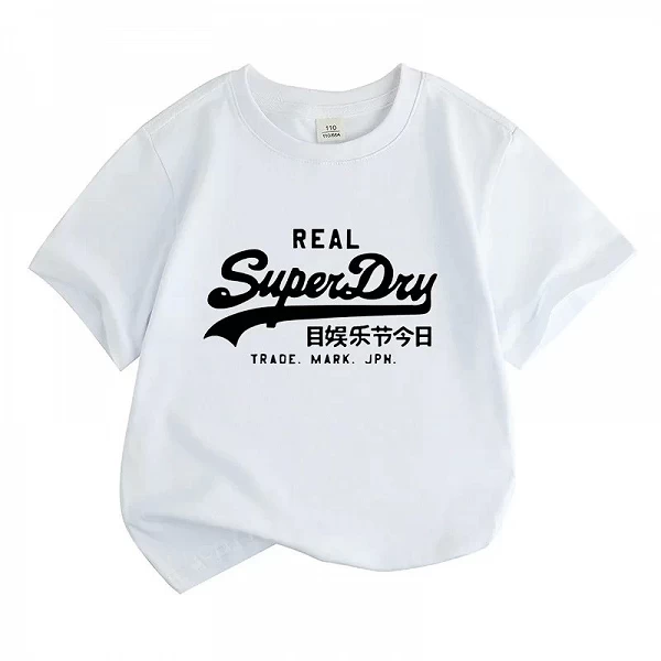 T-shirt infantil de verão com gola redonda e mangas curtas