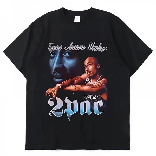 T-shirt Tupac manches courtes pour fille et garçon, en coton, à la mode, hip hop, streetwear, été 2024|8,00 €|OKKO MODE