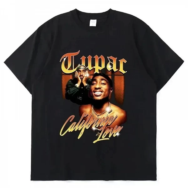 T-shirt Tupac manches courtes pour fille et garçon, en coton, à la mode, hip hop, streetwear, été 2024|8,00 €|OKKO MODE