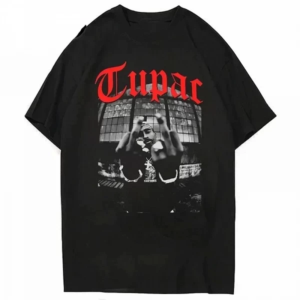 T-shirt Tupac manches courtes pour fille et garçon, en coton, à la mode, hip hop, streetwear, été 2024|8,00 €|OKKO MODE