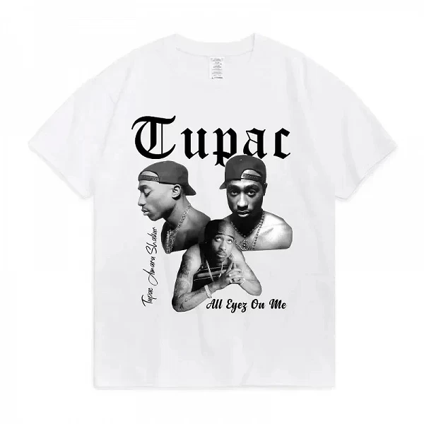 T-shirt Tupac manches courtes pour fille et garçon, en coton, à la mode, hip hop, streetwear, été 2024|8,00 €|OKKO MODE