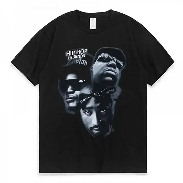 T-shirt Tupac manches courtes pour fille et garçon, en coton, à la mode, hip hop, streetwear, été 2024|8,00 €|OKKO MODE