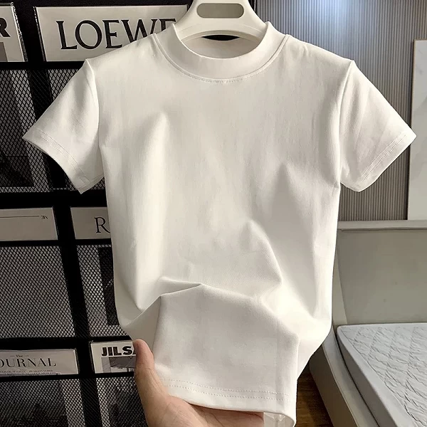 Top à manches courtes demi-haute pour fille, tee-shirt élégant, coton, décontracté, été, mode, 2024|5,95 €|OKKO MODE