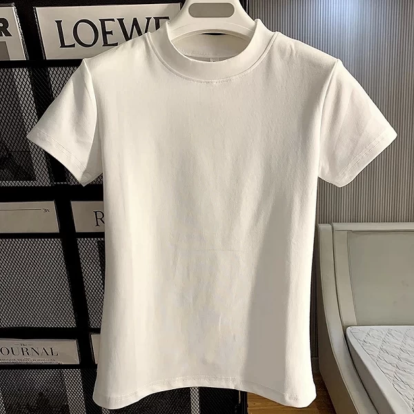 Top à manches courtes demi-haute pour fille, tee-shirt élégant, coton, décontracté, été, mode, 2024|5,95 €|OKKO MODE