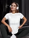 T-shirt de sport à manches courtes pour femme, haut en coton uni, haut en maille respirante, t-shirt de yoga coupe couvertes|9,00 €|OKKO MODE