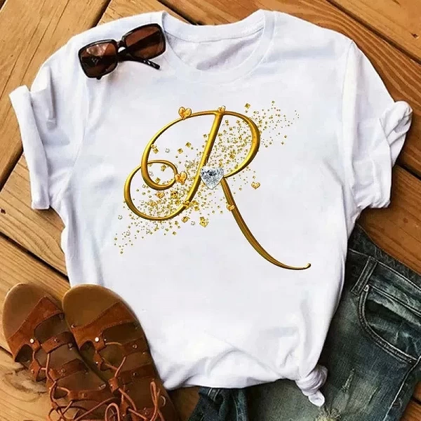 T-shirt manches courtes pour filles en coton, avec lettres d'interconnexion, design personnalisé, collection 100|8,10 €|OKKO MODE