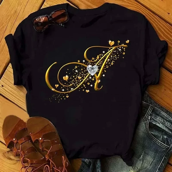 T-shirt manches courtes pour filles en coton, avec lettres d'interconnexion, design personnalisé, collection 100|8,10 €|OKKO MODE