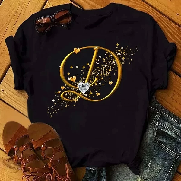 T-shirt manches courtes pour filles en coton, avec lettres d'interconnexion, design personnalisé, collection 100|8,10 €|OKKO MODE