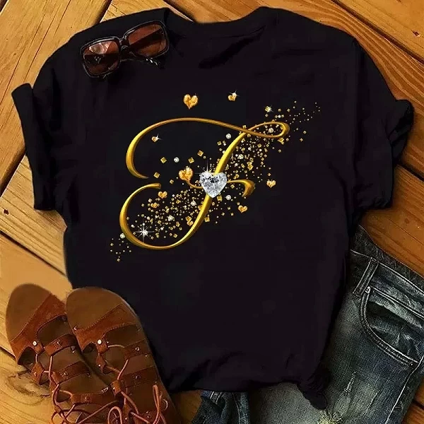 T-shirt manches courtes pour filles en coton, avec lettres d'interconnexion, design personnalisé, collection 100|8,10 €|OKKO MODE