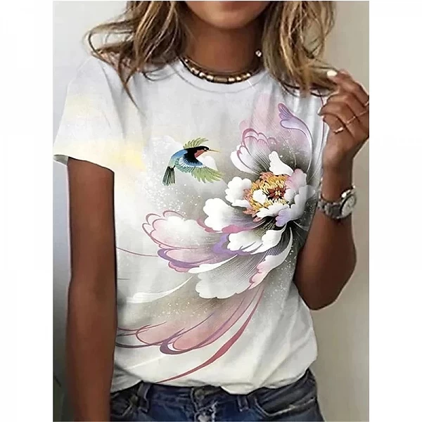 T-shirt imprimé papillon et fleur 3D pour filles, Streetwear féminin, Économie respirants, Vêtements Y2K, Mode floral|8,99 €|OKKO MODE