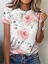 T-shirt col rond pour femme, estival et décontracté, surdimensionné, imprimé Floral en 3D, Y2K|8,99 €|OKKO MODE