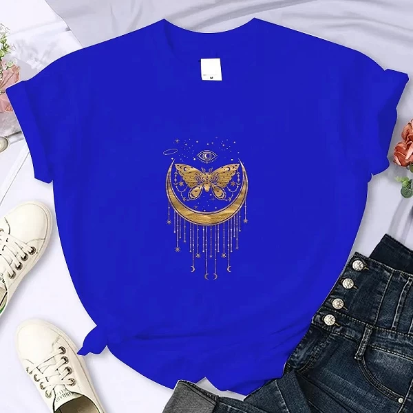 T-shirt imprimé papillon pour fille, marque de luxe haute qualité, été, 100 coton, décontracté, manches de personnalité, col ro|10,91 €|OKKO MODE