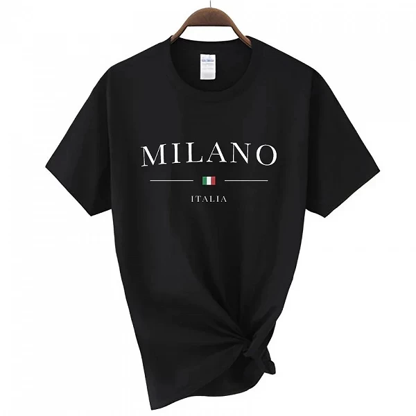 T-shirt imprimé lettres Milano pour filles, t-shirts à manches courtes fille, t-shirts de luxe, vêtements en pur coton, t-shirts|8,00 €|OKKO MODE