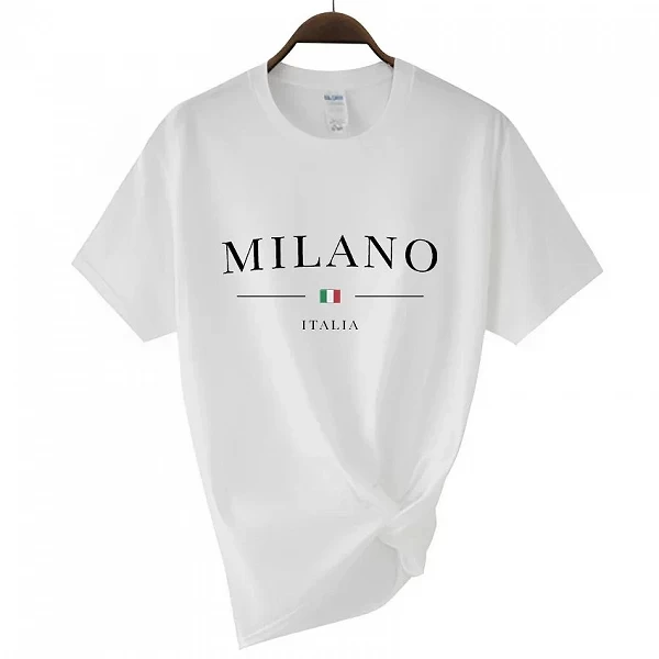 T-shirt imprimé lettres Milano pour filles, t-shirts à manches courtes fille, t-shirts de luxe, vêtements en pur coton, t-shirts|8,00 €|OKKO MODE