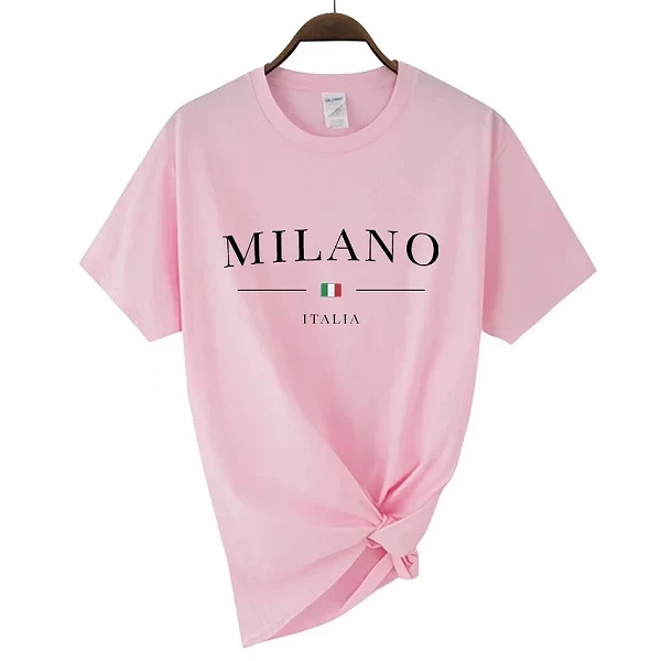 T-shirt imprimé lettres Milano pour filles, t-shirts à manches courtes fille, t-shirts de luxe, vêtements en pur coton, t-shirts|8,00 €|OKKO MODE