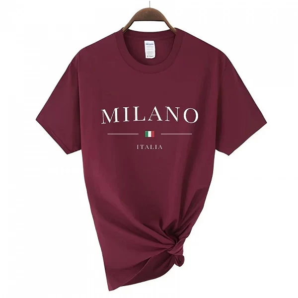 T-shirt imprimé lettres Milano pour filles, t-shirts à manches courtes fille, t-shirts de luxe, vêtements en pur coton, t-shirts|8,00 €|OKKO MODE