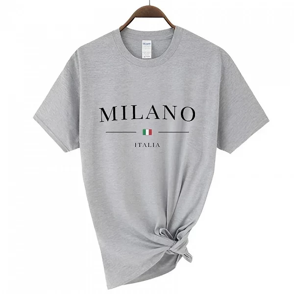 T-shirt imprimé lettres Milano pour filles, t-shirts à manches courtes fille, t-shirts de luxe, vêtements en pur coton, t-shirts|8,00 €|OKKO MODE