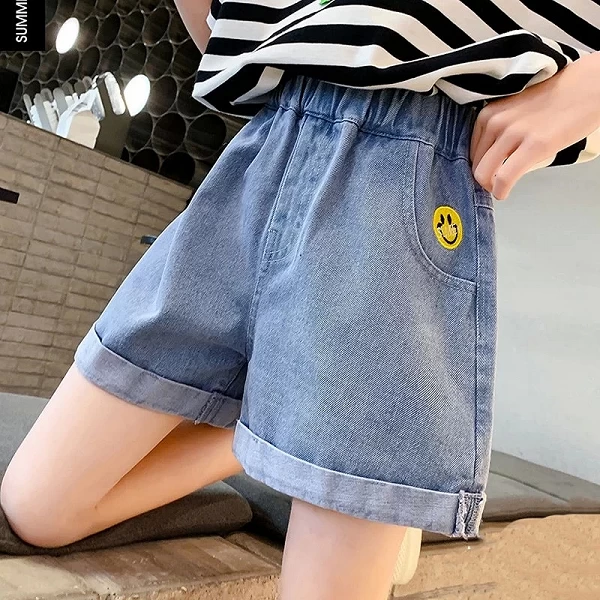 Short en jean pour petites filles de 3 à 10 ans, pantalon court en denim décontracté, design avec poches, tendance été 2024|7,19 €|OKKO MODE