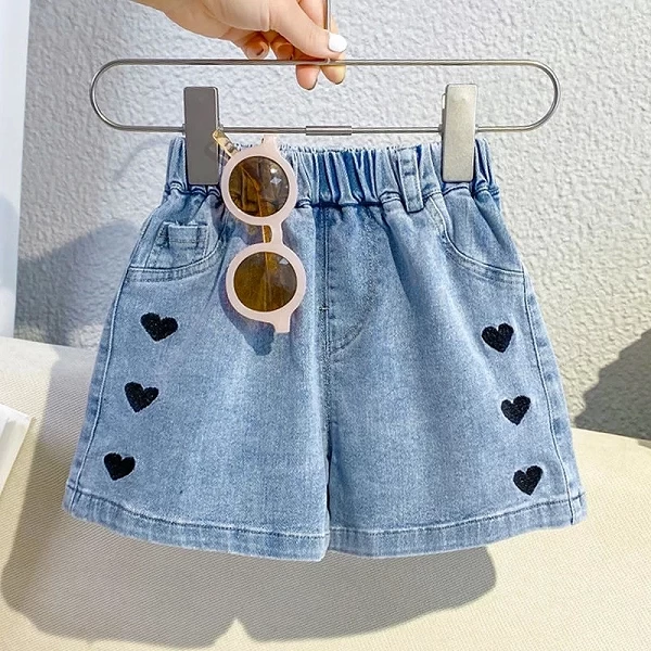 Short en jean pour petites filles de 3 à 10 ans, pantalon court en denim décontracté, design avec poches, tendance été 2024|7,19 €|OKKO MODE