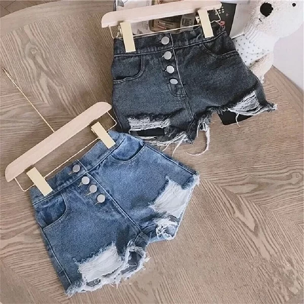 FJButton-Short en Jean Déchiré pour Bébé Fille de 1 à 14 Ans, Vêtement Décontracté en Coton, à la Mode, Été|11,69 €|OKKO MODE