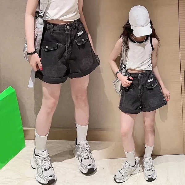 Shorts en denim pour adolescentes, jeans solides, de haute qualité, vêtements pour filles de 5 à 14 ans, pantalons courts à la m|17,99 €|OKKO MODE