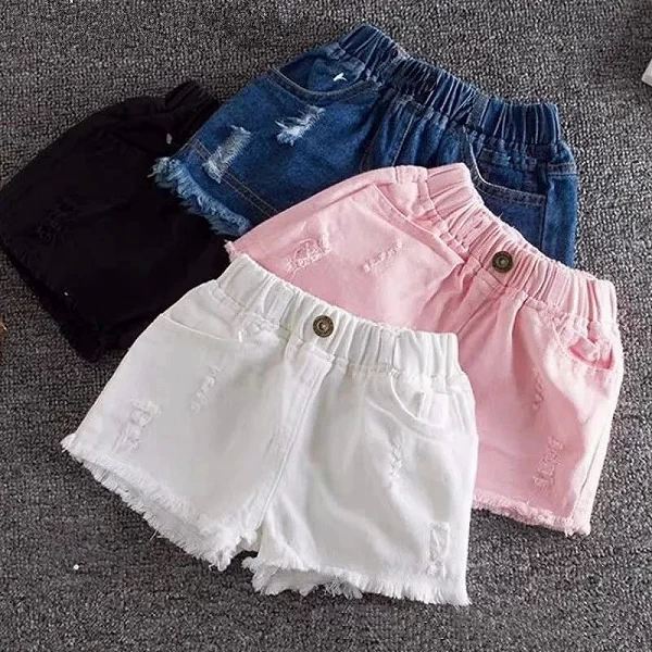 Shorts de verano en denim para niñas, pantalones cortos lindos 3-11T