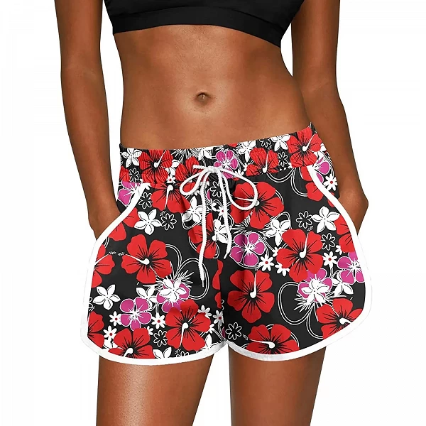 Badeanzug mit Taschen, Strandshorts mit Blumenmuster