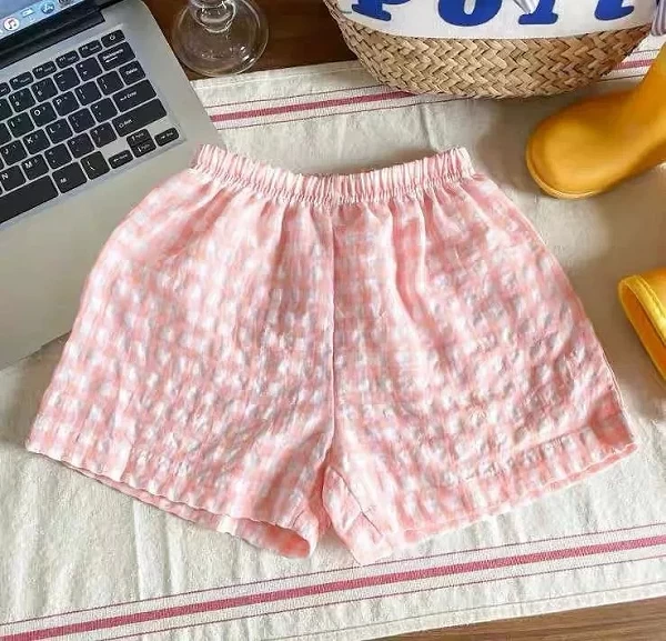 Shorts à carreaux pour enfants, pantalons de sport décontractés, pantalons polyvalents pour la maison, pantalons d'été pour garç|5,04 €|OKKO MODE