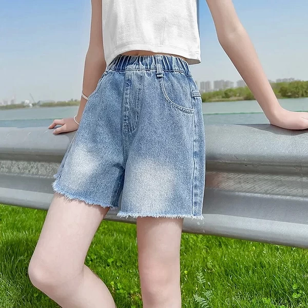 Shorts en denim à grandes poches pour adolescentes, jeans décontractés pour enfants coréens, vêtements pour enfants, 6 ans, 8 an|8,03 €|OKKO MODE