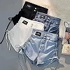 Short en jean plissé pour femme, chic, taille haute, ligne A, poche, décontracté, mince, batterie con, fjSummer|18,89 €|OKKO MODE