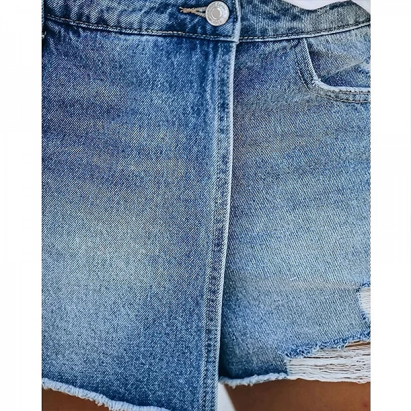 Jupes en jean pour femmes, shorts déchirés, couleur unie, loisirs, été|21,00 €|OKKO MODE