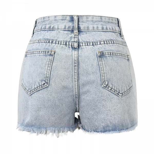 Jean déchiré taille haute avec trous pour femmes, short en denim, décontracté, mode estivale, couleur délavée, objectifs, 2024|17,03 €|OKKO MODE