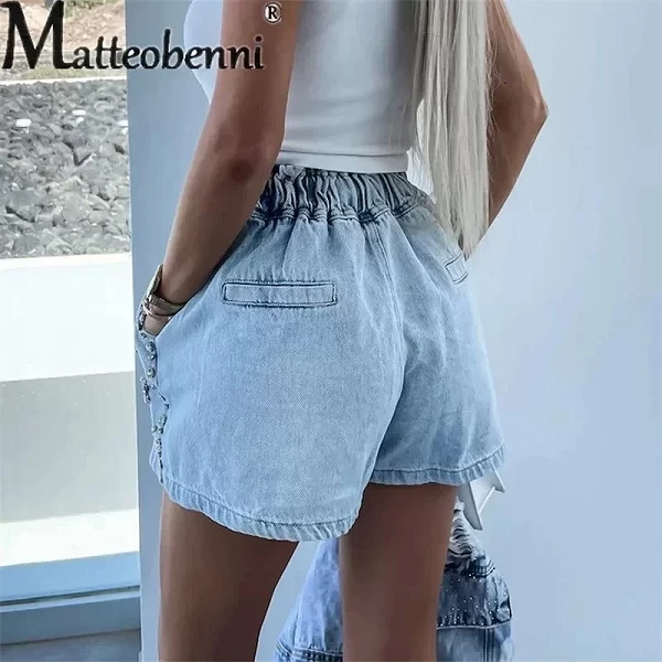 Short en jean décoratif diamant épissé pour femme, pantalon femme, proximité de la taille, mode décontractée, 3 quarts, 23|28,04 €|OKKO MODE