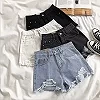 Short en jean déchiré taille haute pour femme, mode coréenne d'été, jean décontracté, poche, pompon, pantalon chaud, streetwear,|9,02 €|OKKO MODE