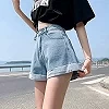 Short en jean bleu pour femme, taille haute, coton, jambes larges, pantalon court, fille, étudiant, mini, mode coréenne, été|14,03 €|OKKO MODE