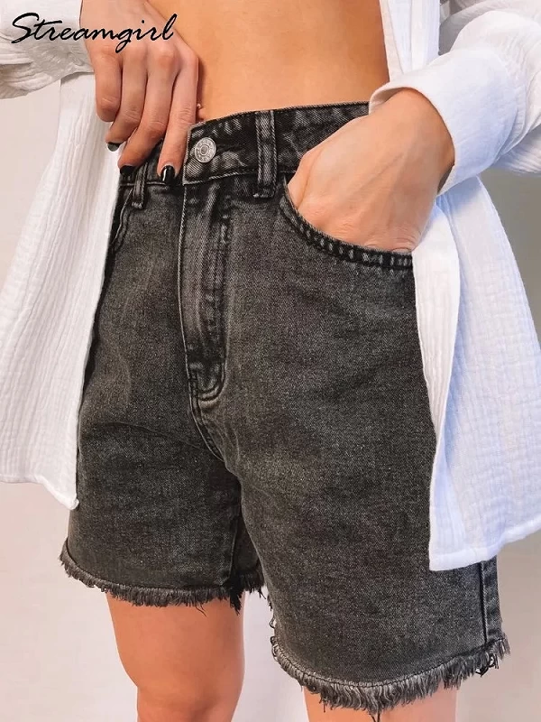 Streamgirl-Short en jean bleu pour femme, taille haute, décontracté, chic, été 2024|30,79 €|OKKO MODE