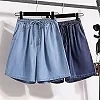 Injadt-Short en jean taille haute pour femme, short à jambes larges, pantalon trapèze, bleu uni, mince, glace, décontracté, prox|10,91 €|OKKO MODE