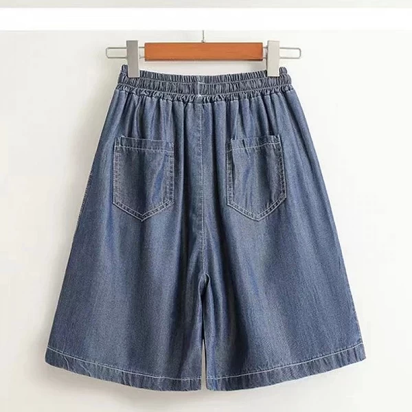 Injadt-Short en jean taille haute pour femme, short à jambes larges, pantalon trapèze, bleu uni, mince, glace, décontracté, prox|10,91 €|OKKO MODE