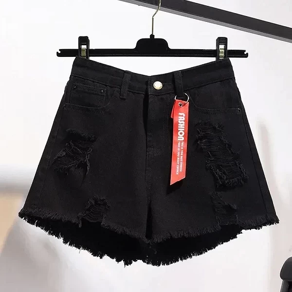 Short en jean bleu taille haute pour femme, pantalon court, mode coréenne, sexy, assressenti, chaud, pantalon large, été|14,90 €|OKKO MODE