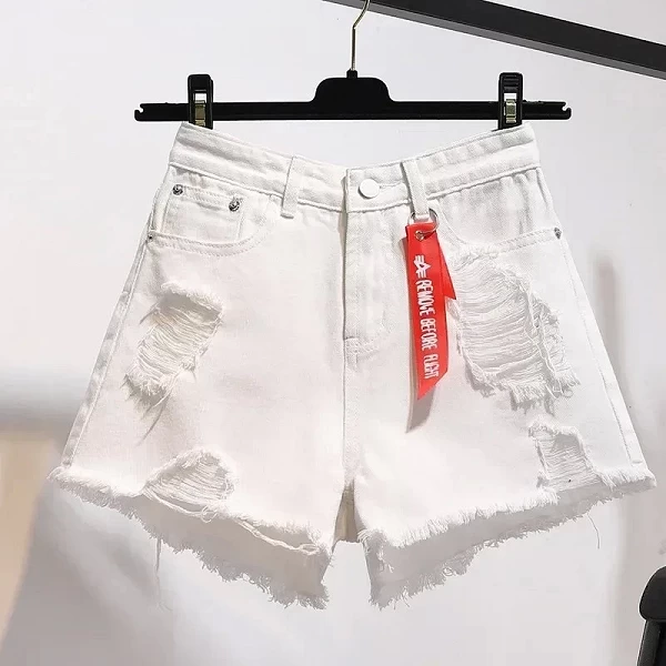 Short en jean bleu taille haute pour femme, pantalon court, mode coréenne, sexy, assressenti, chaud, pantalon large, été|14,90 €|OKKO MODE