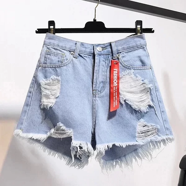 Short en jean bleu taille haute pour femme, pantalon court, mode coréenne, sexy, assressenti, chaud, pantalon large, été|14,90 €|OKKO MODE