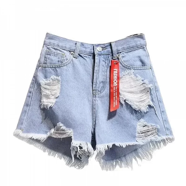 Short en jean bleu taille haute pour femme, pantalon court, mode coréenne, sexy, assressenti, chaud, pantalon large, été|14,90 €|OKKO MODE