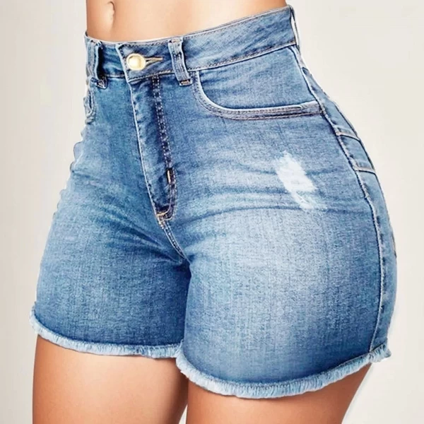 FJFashion-Short en denim déchiré pour femme, jean taille haute, coupe slim, été|18,01 €|OKKO MODE