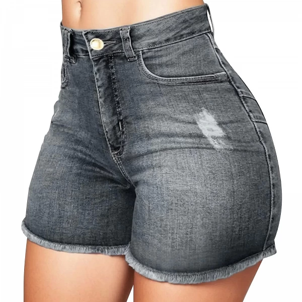 FJFashion-Short en denim déchiré pour femme, jean taille haute, coupe slim, été|18,01 €|OKKO MODE