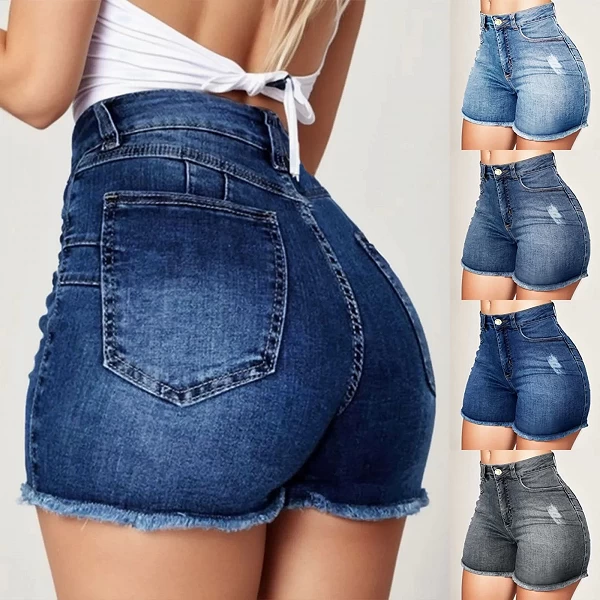 FJFashion-Short en denim déchiré pour femme, jean taille haute, coupe slim, été|18,01 €|OKKO MODE