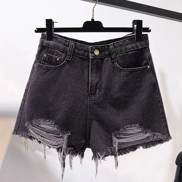 Short en denim taille haute pour femme, décontracté, solide, document, poche adt, bouton, polyvalent, étudiant, jambe large, tro|22,09 €|OKKO MODE