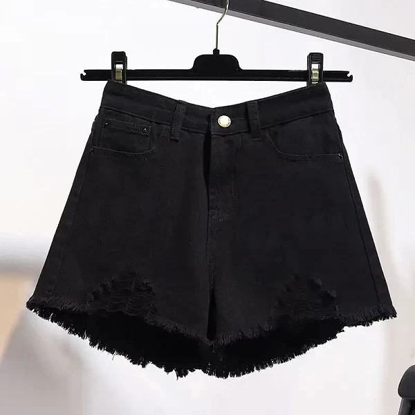 Short en denim taille haute pour femme, décontracté, solide, document, poche adt, bouton, polyvalent, étudiant, jambe large, tro|22,09 €|OKKO MODE